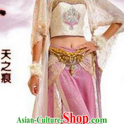 Traditional Ancient Chinese Swordsman Embroidered Pink Costumes for Women