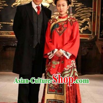 Ancient Chinese Costume Xiuhe Suits Chinese Wedding Dress Red Ancient Longfeng Flown Bride Toast Cheongsam for Women