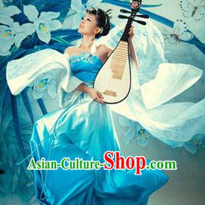 Traditional Ancient Chinese Imperial Consort Dance Costume, Elegant Hanfu Clothing Chinese Tang Dynasty Imperial Empress Embroidered Peony Dance Clothing for Women