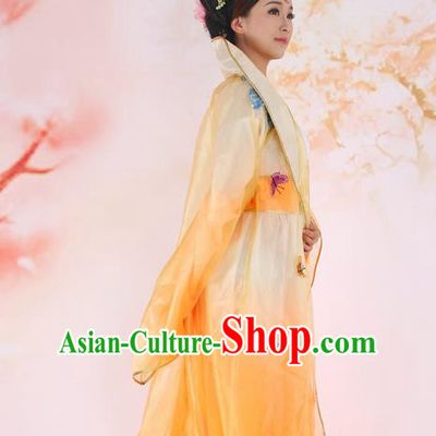Traditional Ancient Chinese Imperial Consort Costume, Elegant Hanfu Clothing Chinese Tang Dynasty Imperial Emperess Butterfly Peony Tailing Clothing for Women