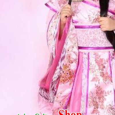 Traditional Ancient Chinese Imperial Consort Children Costume, Children Elegant Hanfu Clothing Chinese Tang Dynasty Imperial Concubine Pink Clothing for Kids