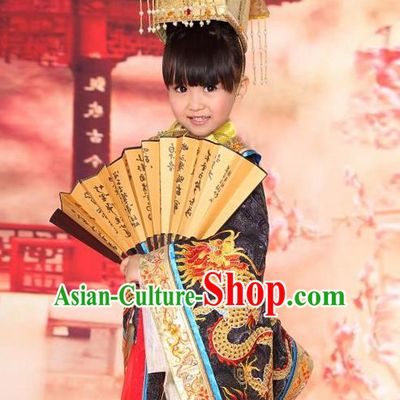 Traditional Ancient Chinese Nobility Emperor Children Costume, Children Elegant Hanfu Dress Chinese Han Dynasty Imperial King Clothing for Kids
