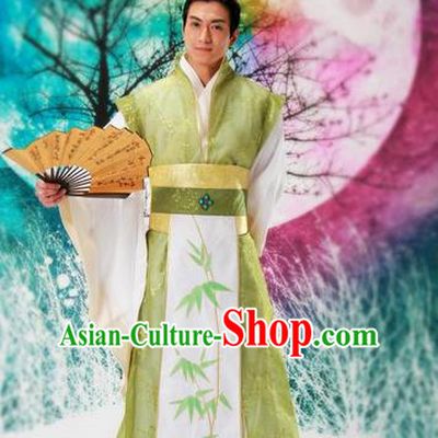 Traditional Ancient Chinese Nobility Childe Costume, Hanfu Dress Chinese Tang Dynasty Imperial Prince Embroidered Bamboo Leaf Clothing for Men