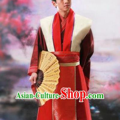Traditional Ancient Chinese Nobility Childe Costume, Chinese Scholar Hanfu Dress Chinese Tang Dynasty Imperial Prince Red Clothing for Men