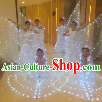 LED Dance Costumes Professional Dance LED Costumes Butterfly LED Lights Costume and Headgear Complete Set