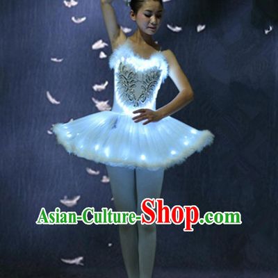 LED Ballet Dance Costumes Professional Dance LED Costumes LED Lights Costume and Headgear Complete Set