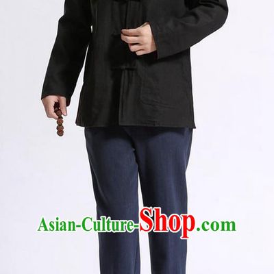 Traditional Top Chinese National Tang Suits Linen Front Opening Costume, Martial Arts Kung Fu Double-Color Reversible Red-Black Overcoat, Chinese Kung fu Plate Buttons Thin Upper Outer Garment Jacket, Chinese Taichi Thin Coats Wushu Clothing for Men