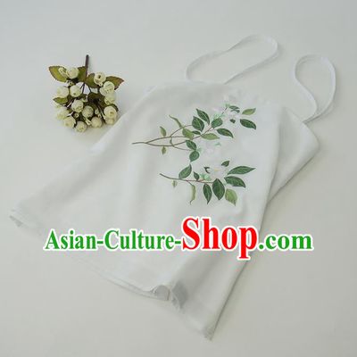 Traditional Ancient Chinese Costume Sun-Top, Elegant Hanfu Boob Tube Top Clothing Chinese Han Dynasty Embroidery Jasmine Condole Belt for Women