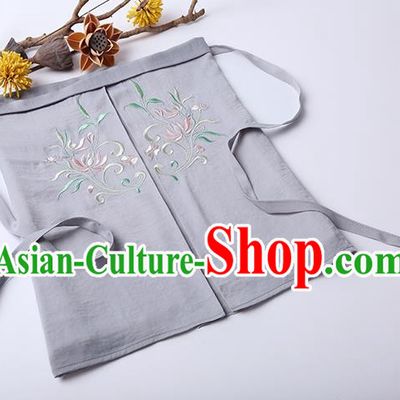 Traditional Ancient Chinese Costume Chest Wrap, Elegant Hanfu Boob Tube Top Clothing Chinese Song Dynasty Embroidery Lotus Grey Condole Belt for Women