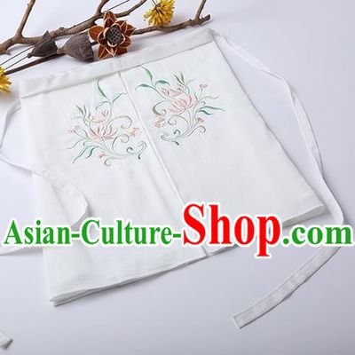 Traditional Ancient Chinese Costume Chest Wrap, Elegant Hanfu Boob Tube Top Clothing Chinese Song Dynasty Embroidery Lotus White Condole Belt for Women