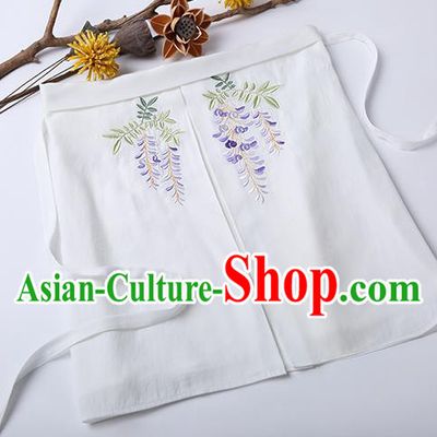 Traditional Ancient Chinese Costume Chest Wrap, Elegant Hanfu Boob Tube Top Clothing Chinese Song Dynasty Embroidery Wisteria White Condole Belt for Women
