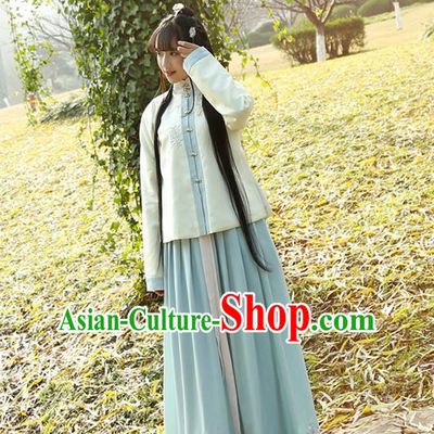 Traditional Ancient Chinese Costume Complete Set, Elegant Hanfu Clothing Dress and Blouse, Chinese Han Dynasty Embroidered Clothing for Women