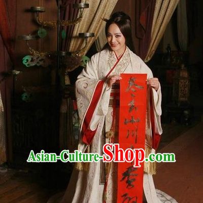Traditional Ancient Chinese Imperial Consort Costume, Elegant Hanfu Orphrey Dress Chinese Qin Dynasty Imperial Concubine Elegant Tailing Embroidered Clothing for Women