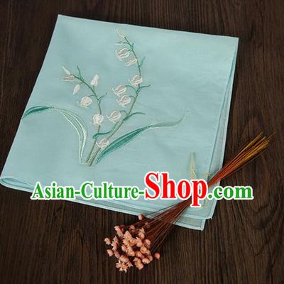 Traditional Ancient Chinese Palace Embroidered Keiskei Blue Handkerchief for Women