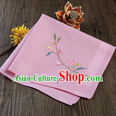Traditional Ancient Chinese Palace Embroidered Peach Blossom Pink Handkerchief for Women