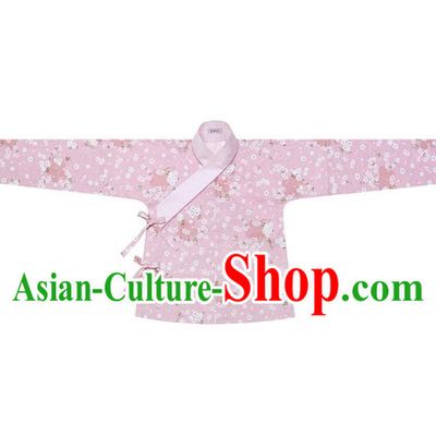 Traditional Ancient Chinese Female Costume Blouse, Elegant Hanfu Clothing Chinese Ming Dynasty Palace Lady Embroidered Oriental Cherry Pink Shirt Clothing for Women