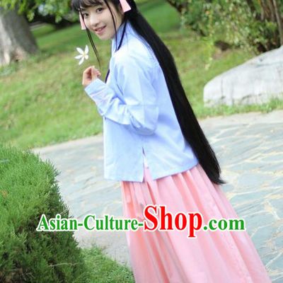 Traditional Ancient Chinese Female Costume Blouse and Skirt Complete Set, Elegant Hanfu Clothing Chinese Ming Dynasty Palace Lady Embroidered Lantern Clothing for Women