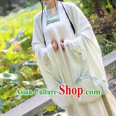 Traditional Ancient Chinese Female Costume Cardigan, Elegant Hanfu Clothing Chinese Ming Dynasty Palace Lady Embroidered Daffodil Wide Sleeve Cappa Clothing for Women