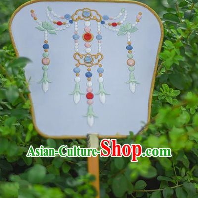 Traditional Ancient Chinese Palace Lady Embroidered Jasmine Flower Dance Fans for Women