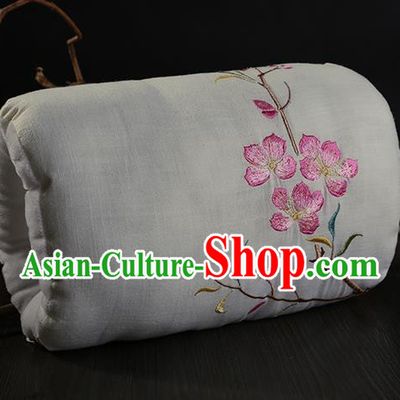 Traditional Ancient Chinese Embroidered Muff Embroidered Peach Blossom Bolster Beige Handwarmers for Women