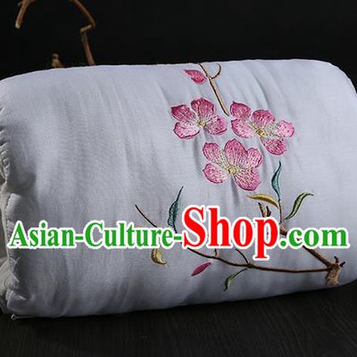 Traditional Ancient Chinese Embroidered Muff Embroidered Peach Blossom Bolster White Handwarmers for Women