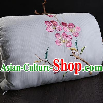 Traditional Ancient Chinese Embroidered Muff Embroidered Peach Blossom Bolster White Handwarmers for Women