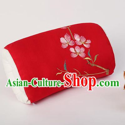 Traditional Ancient Chinese Embroidered Muff Embroidered Peach Blossom Bolster Red Handwarmers for Women