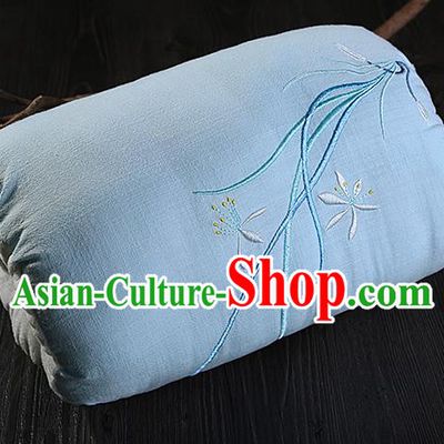 Traditional Ancient Chinese Embroidered Muff Embroidered Orchid Light Blue Handwarmers for Women