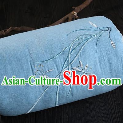 Traditional Ancient Chinese Embroidered Muff Embroidered Orchid Blue Handwarmers for Women