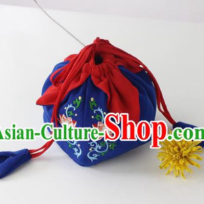 Traditional Ancient Chinese Embroidered Handbags Embroidered Lotus Navy Bag for Women