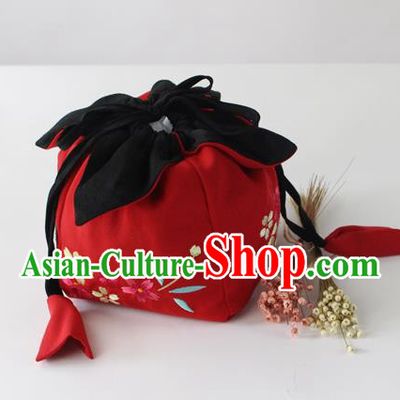 Traditional Ancient Chinese Embroidered Handbags Embroidered Sakura Red Bag for Women
