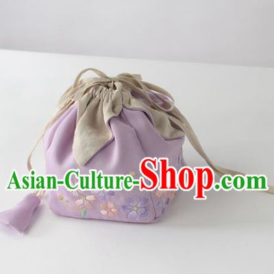 Traditional Ancient Chinese Embroidered Handbags Embroidered Sakura Lilac Bag for Women