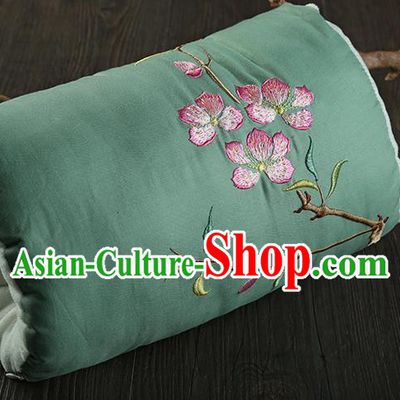 Traditional Ancient Chinese Embroidered Muff Embroidered Peach Blossom Bolster Green Handwarmers for Women