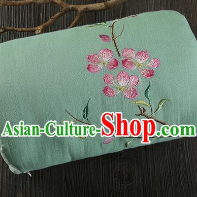 Traditional Ancient Chinese Embroidered Muff Embroidered Peach Blossom Bolster Light Green Handwarmers for Women