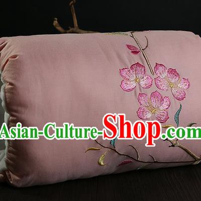 Traditional Ancient Chinese Embroidered Muff Embroidered Peach Blossom Bolster Pink Handwarmers for Women