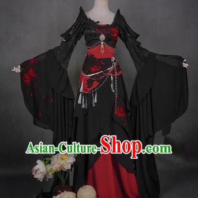 Traditional Asian Chinese Swordman Imperial Consort Costume, Elegant Hanfu Clothing Chinese Imperial Princess Tailing Embroidered Clothing, Chinese Fairy Princess Empress Queen Cosplay Costumes for Women