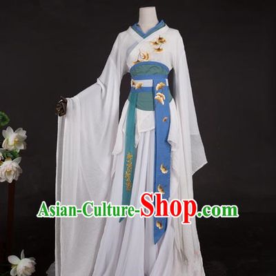 Traditional Asian Chinese Swordman Imperial Consort Costume, Elegant Hanfu Clothing Chinese Imperial Princess Tailing Embroidered Ginkgo Clothing, Chinese Fairy Princess Empress Queen Cosplay Costumes for Women