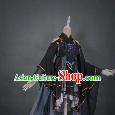 Traditional Asian Chinese Swordman Costume, Elegant Hanfu Dance Clothing, Chinese Imperial Princess Tailing Embroidered Clothing, Chinese Fairy Princess Empress Queen Cosplay Costumes for Women