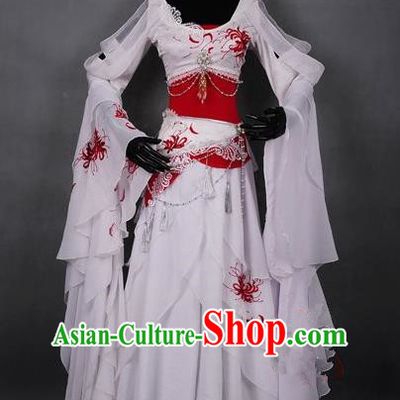 Traditional Asian Chinese Swordman Costume, Elegant Hanfu Dance Water Sleeves Clothing, Chinese Imperial Princess Tailing Embroidered Clothing, Chinese Fairy Princess Empress Queen Cosplay Costumes for Women