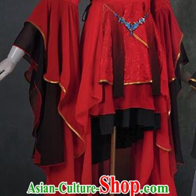 Traditional Asian Chinese Princess Costume, Elegant Hanfu Dance Wide Sleeves Red Dress, Chinese Imperial Princess Tailing Embroidered Clothing, Chinese Cosplay Fairy Princess Empress Queen Cosplay Costumes for Women