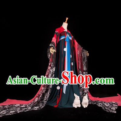 Traditional Asian Chinese Imperial Consort Costume, Elegant Hanfu Dance Wide Sleeves Dress, Chinese Imperial Princess Tailing Clothing, Chinese Fairy Princess Empress Queen Cosplay Costumes for Women