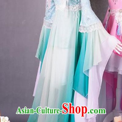 Traditional Asian Chinese Ancient Princess Costume, Elegant Hanfu Wide Sleeves Short Dance Dress, Chinese Imperial Princess Tailing Embroidered Clothing, Chinese Fairy Princess Empress Queen Cosplay Costumes for Women