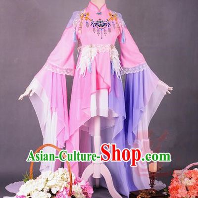 Traditional Asian Chinese Princess Costume, Elegant Hanfu Dance Inseparable King Bird Clothing, Chinese Imperial Princess Tailing Embroidered Clothing, Chinese Cosplay Fairy Princess Empress Queen Cosplay Costumes for Women