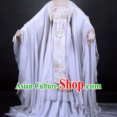 Traditional Asian Chinese Ancient Palace Princess Costume, Elegant Hanfu Dress, Chinese Imperial Princess Tailing Embroidered Epiphyllum Clothing, Chinese Cosplay Fairy Princess Empress Queen Cosplay Costumes for Women