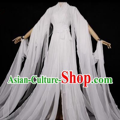 Traditional Asian Chinese Ancient Palace Princess Costume, Elegant Hanfu White Dress, Chinese Imperial Princess Tailing Clothing, Chinese Cosplay Fairy Princess Empress Queen Cosplay Costumes for Women