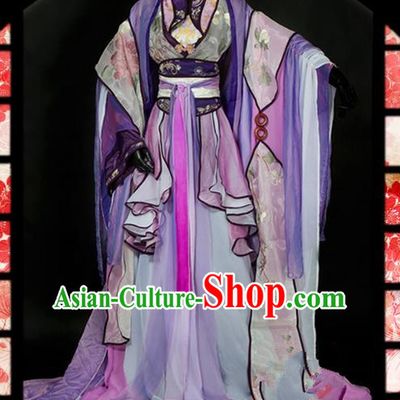 Traditional Asian Chinese Ancient Palace Princess Costume, Elegant Hanfu Swordsman Dress, Chinese Imperial Princess Tailing Embroidered Clothing, Chinese Fairy Princess Empress Queen Cosplay Costumes for Women