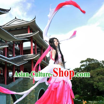 Traditional Asian Chinese Princess Costume, Elegant Hanfu Water Sleeve Lotus Dance Dress, Chinese Imperial Princess Tailing Clothing, Chinese Cosplay Fairy Princess Empress Queen Cosplay Costumes for Women