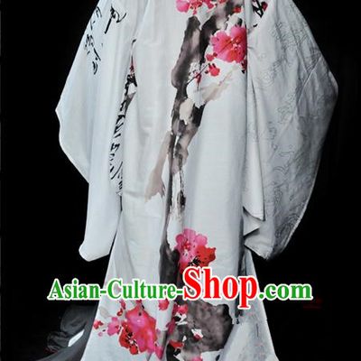 Traditional Asian Chinese Nobility Childe Costume, Elegant Hanfu Ink Painting Flowers Dress, Chinese Imperial Prince Cosplay Costumes for Men