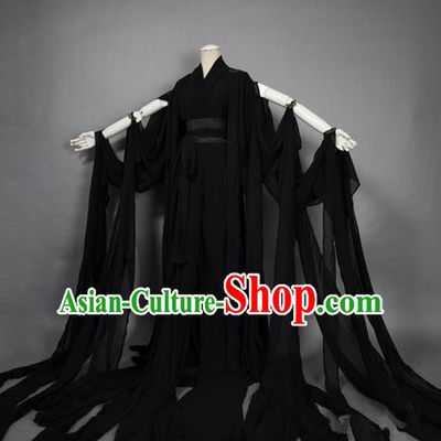 Traditional Asian Chinese Ancient Palace Princess Costume, Elegant Hanfu Black Dress, Chinese Imperial Princess Tailing Clothing, Chinese Cosplay Fairy Princess Empress Queen Cosplay Costumes for Women