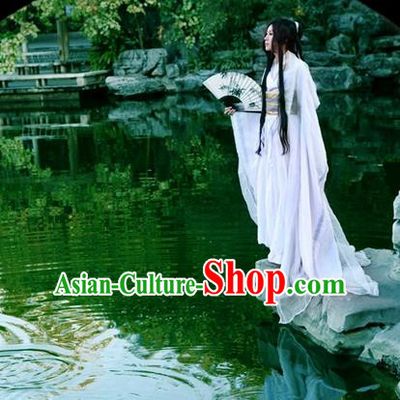 Traditional Asian Chinese Ancient Nobility Childe Costume, Elegant Hanfu White Dress, Chinese Imperial Prince Clothing, Chinese Cosplay Swordsman Costumes for Men